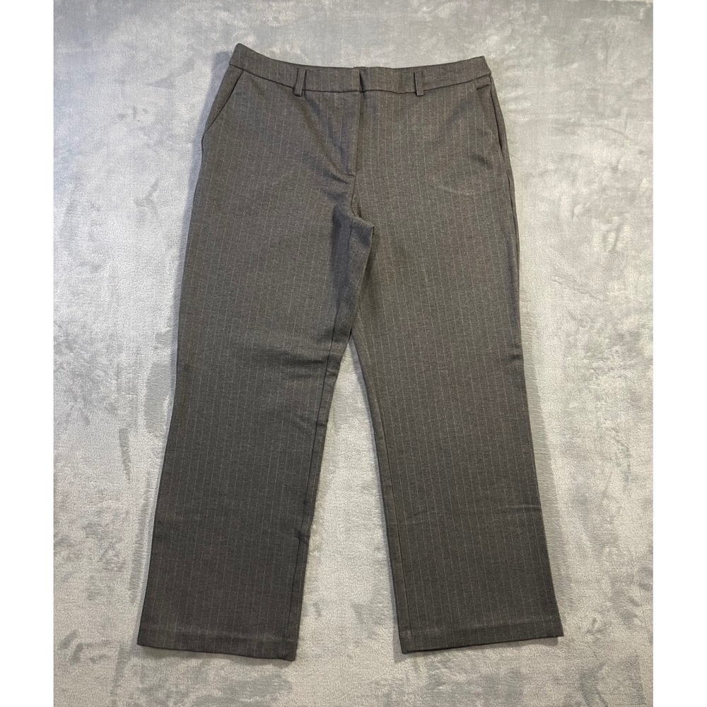 Rachel Zoe Womens Pinstripe Trouser Pants 10 Gray Professional Stretch